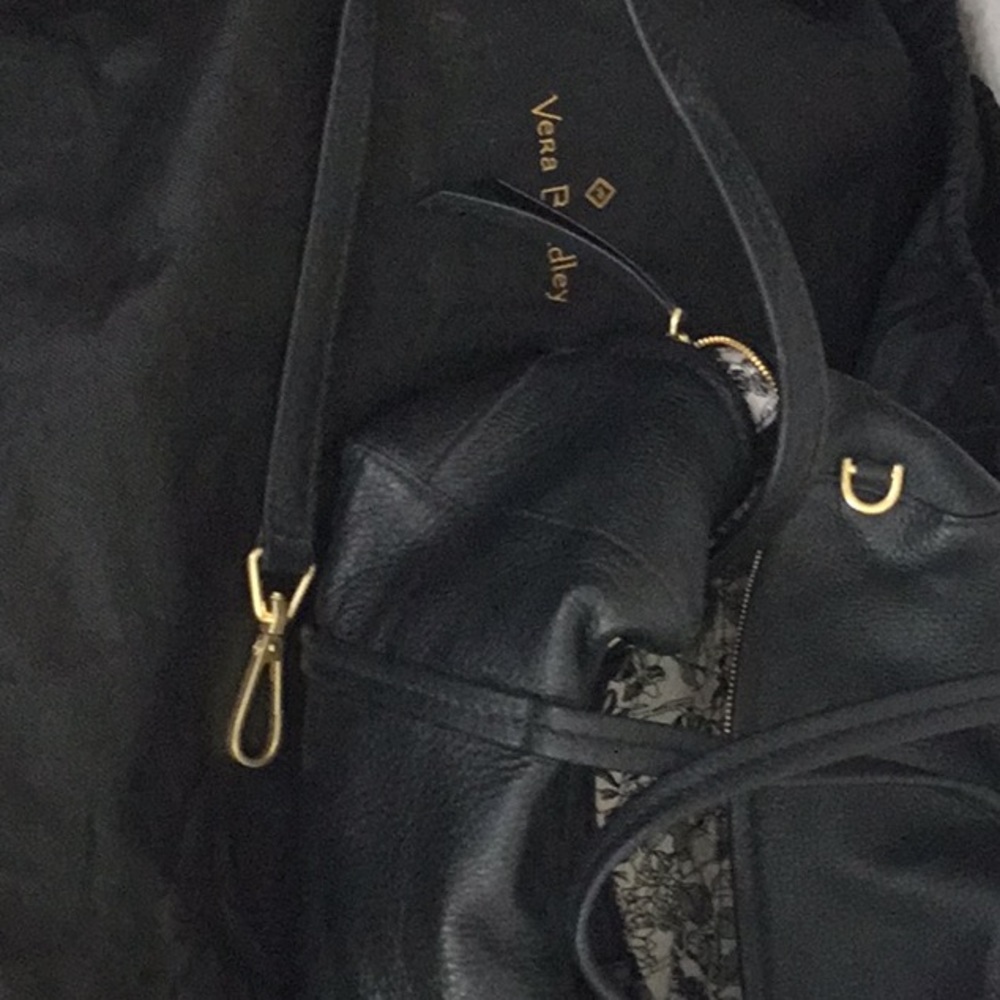 Vera Bradley Black Leather Satchel